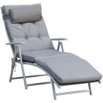 Outsunny - bain de soleil pliable transat inclinable 7 positions chaise longue grand confort avec matelas ...