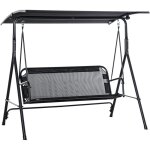 Balancelle de jardin 2 places - toit inclinaison r�glable - acier textil�ne noir