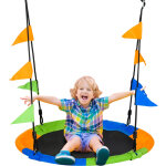Outsunny balan�oire nid d'oiseau ronde balan�oire panier � 100 cm pour enfant et adulte 2 anneaux inclus ...