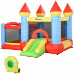 Chteau gonflable enfant - toboggan, trampoline, piscine, panier - gonfleur, sac de transport inclus ...