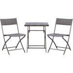 Outsunny - ensemble meubles de jardin design table carr et chaises pliables rsine tresse 4 fils mtal ...