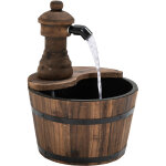 Fontaine de jardin tonneau pompe � eau submersible incluse � 27 x 37h cm bois de pin marron