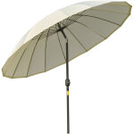Parasol inclinable rond avec manivelle m�tal fibre de verre � 2, 55 m polyester haute densit� beige