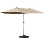 Parasol de jardin xxl dim. 4, 6l x 2, 7l x 2, 4h m ouverture fermeture manivelle pied & contrepoids inclus ...