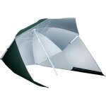 Outsunny parasol de plage 2 en 1 avec pare - vent, ombrelle anti - uv vert fonc� 210x222 cm