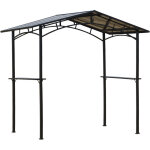 Outsunny pavillon jardin 2, 5 x 1, 5 m - abri barbecue - 2 �tag�res - toit de barbecue - m�tal noir toit ...