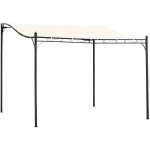 Pergola tonnelle de jardin auvent 2, 97 x 2, 97 m adossable m�tal noir polyester anti - uv beige