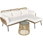 Outsunny - salon de jardin d'angle 4 pers. style colonial table basse coussins grand confort inclus r�sine ...