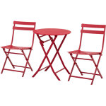 Outsunny - salon de jardin bistro pliable - table ronde  60 cm avec 2 chaises pliantes - mtal thermolaqu ...