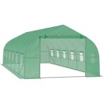 Outsunny - serre tunnel grande taille 24 m� ch�ssis tubulaire acier galvanis� renforc� 2, 4 cm 12 fen�tres ...