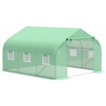 Outsunny - serre tunnel de jardin 3, 5 x 3 x 2 m grande taille 6 fen�tres vert