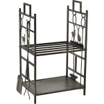 Serviteur de chemine cerf - porte bches - range bches multi accessoires 2 tagres 51l x 33l x 77h ...