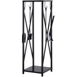 Serviteur de chemine colonne - porte bches - range bches multi accessoires dim. 34l x 34l x 111h cm ...