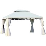 Outsunny tonnelle de jardin ext�rieur 4 x 3 m barnum double toit tente de r�ception avec parois et moustiquair ...
