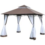 Tonnelle barnum style colonial double toit toile moustiquaires amovibles 3l x 3l x 2, 7h m mtal poxy ...