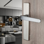 Ouvre&d�co - 2 poign�es universelles dualfit sur plaque carr�e celio sans trou, aluminium laqu� nickel ...