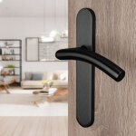 Ouvre&d�co - 2 poign�es universelles dualfit sur plaque ronde christie sans trou, acier noir mat bi - ...