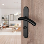 Ouvre&d�co - 2 poign�es universelles dualfit sur plaque ronde christie verrou condamnation, acier noir ...