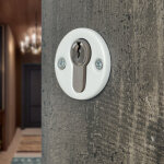 Ouvre&d�co - 2 rosaces de poign�e de porte rondes janelle trou de cylindre, porcelaine blanc