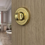 Ouvre&d�co - 2 rosaces de poign�e de porte rondes avec liser� aur�a verrou condamnation, laiton dor� ...