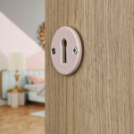 Ouvre&d�co - 2 rosaces de poign�e de porte rondes lizon entr�e de cl�, porcelaine rose