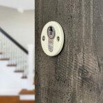 Ouvre&d�co - 2 rosaces de poign�e de porte rondes lizon trou de cylindre, porcelaine beige craquel�