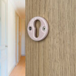 Ouvre&d�co - 2 rosaces de poign�e de porte rondes lizon trou de cylindre, porcelaine rose