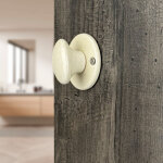 Ouvre&d�co - 2 rosaces de poign�e de porte rondes lizon verrou condamnation, porcelaine beige craquel� ...