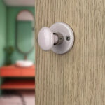 Ouvre&d�co - 2 rosaces de poign�e de porte rondes lizon verrou condamnation, porcelaine rose