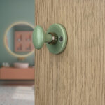 Ouvre&d�co - 2 rosaces de poign�e de porte rondes lizon verrou condamnation, porcelaine vert