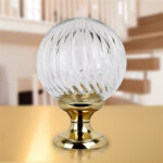 Ouvre&deco ? boule de finition d'escalier en cristal transparent 100mm ? embase laiton poli brillant ...