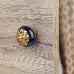 Ouvre&d�co - bouton de meuble jasmine, porcelaine bleu �40 mm