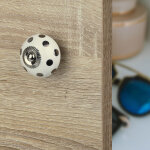 Ouvre&d�co - bouton de meuble supreme, porcelaine blanc argent �40 mm