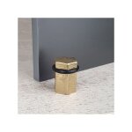 Ouvre&d�co - but�e de porte sol hexagone, laiton dor� brut martel�