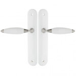 Ouvre&deco ? poign�es de porte athena sans trou ? 2 pi�ces en porcelaine blanche ? entraxe 195 mm ? finition ...