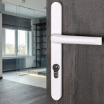 Ouvre&deco ? poign�es de porte pianosa � cylindre ? plaque �troite saillie r�duite ? aluminium blanc ...
