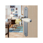 Ouvre&deco ? poign�e de porte rustica ? lot de 2 ? fer forg� patin� ? entraxe 195 mm ? b�quilles en porcelaine ...