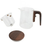 Ovaquixi th�i�re en verre de 600ml avec poign�e en bois et contr�le de presse, pour la maison et le restaurant ...