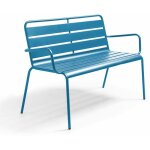 Oviala - banc de jardin en mtal bleu pacific - palavas