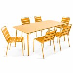 Ensemble table de jardin et 6 chaises en m�tal jaune - palavas