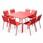 Oviala - ensemble table de jardin et 8 chaises en mtal rouge - palavas