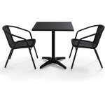 Oviala - ensemble table de jardin bistrot et 2 chaises en aluminium gris