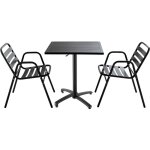 Oviala - ensemble table de jardin bistrot et 2 chaises en aluminium gris