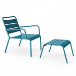 Oviala - fauteuil relax et repose pied en mtal bleu pacific - palavas