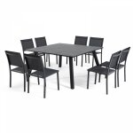 Oviala - salon de jardin 8 places table extensible en aluminium gris