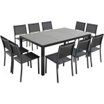 Oviala - table et 10 chaises de jardin aluminium c�ramique gris - tivoli