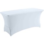 Table buffet pliante pour réception 180cm avec nappe housse blanche Table buffet pliante pour réception 180cm avec nappe housse blanche