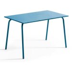 Oviala - table de jardin en acier bleu pacific - palavas Oviala - table de jardin en acier bleu pacific - palavas