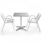 Table de jardin bistrot carr�e aluminium et 2 fauteuils