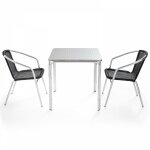 Table de jardin carr�e et 2 fauteuils en aluminium